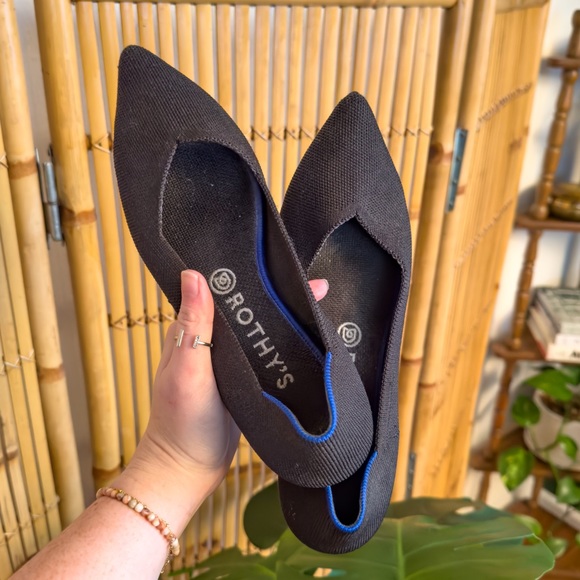 Rothy's Shoes - Rothy’s The Point Total Black Blue Trim Size 9